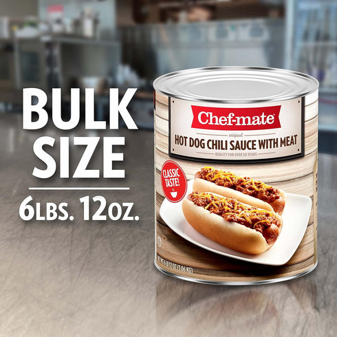 Chef-mate Hot Dog Canned Chili Sauce with Meat, Ready to Eat, 6 lb 12 oz (#10 Can Bulk)...