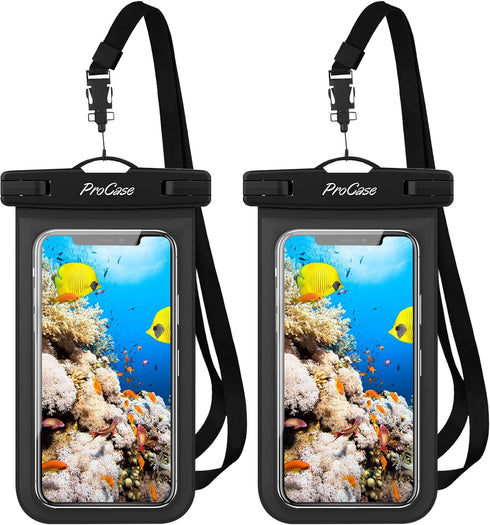 ProCase 2 Pack Waterproof Phone Pouch Case, 7" Universal Underwater Cellphone Dry Bag for iPhone 16 15 14 13 Pro Plus Max 12 11, Galaxy S24 S23 S2...