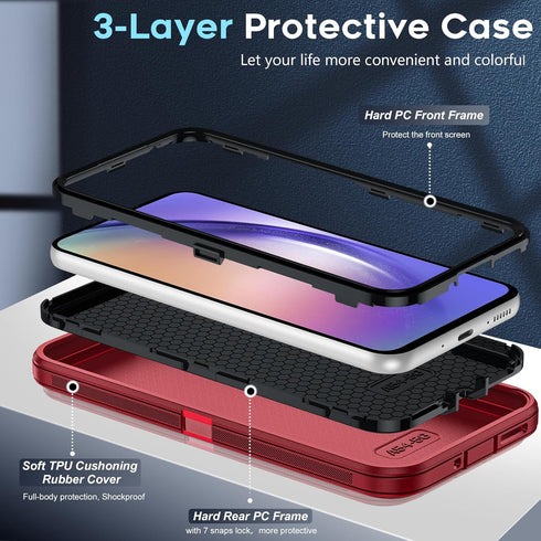 LeYi for Samsung A54 5G Case: with 2 PCS Screen Protector, Heavy Duty 3 in 1 Samsung Galaxy A54 5G Case, Military Grade Shockproof Phone Case Cove...