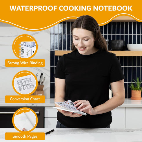 Waterproof Cooking Notebook - For Grocery Lists or a Recipe Book to Write in Your Own Recipes - Chefs - Cooks - Bakers - All Cooking Fans - 50 She...