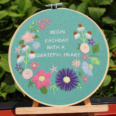 BERYA Handmade Embroidery Starter Kit Set with Pattern Including Embroidery Cloth,Bamboo Embroidery Hoop, Color Threads, and Other Tools Kit for B...