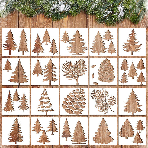 20 Pieces Stencil Template for Painting Reusable Animal Plant Stencil Spring Summer Winter Template, DIY Christmas Stencils for Painting on Wood W...