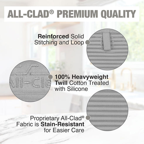All-Clad Premium Pot Holder & Hot Pad: Heat Resistant to 500 Degrees - 100% Cotton, 10"x6.25" Hot Pad for Kitchen and Barbeque, (1-Pack), Titanium...