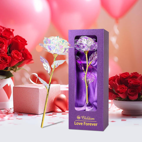 Childom Birthday Gifts for Women,Christmas Rose Gifts for Her Mom,Rainbow Rose Present for Her,Sweet Artificial Flower for Wife,Grandma,Women,Chri...