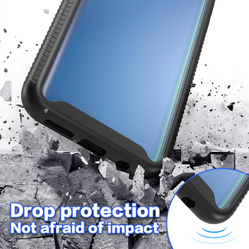 for Galaxy A50 Case,Hybrid 2 in 1 Slim Fit Heavy Duty Protection Shock Resistant Sturdy Shockproof Clear Case with Black Bumper Cover for Galaxy A...