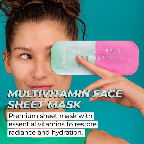 Vitamasques Multivitamin Face Mask, 8-Pack - Hydrating and Nourishing for Radiant Skin, Provides Vitamins B, C & E...