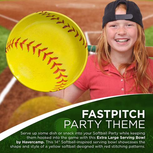 Extra Large Softball Serving Bowl (14" Diameter, 2/5" deep) Girl's Fastpitch Softball Extra Innings Collection by Havercamp...