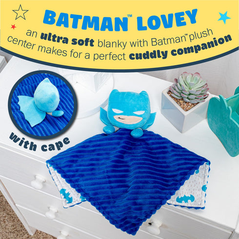 KIDS PREFERRED DC Comics The Batman Lovey Security Blanket, Soft Huggable Dark Knight Plush Lovey Toy for Baby and Infant Boys and Girls, Textured...