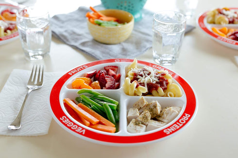 Health Beet MyPlate Portion Control Plate with Dairy Bowl - 4 Divided Sections for Fruit Grains Veggies Proteins – Dishwasher & Microwave Safe Sec...