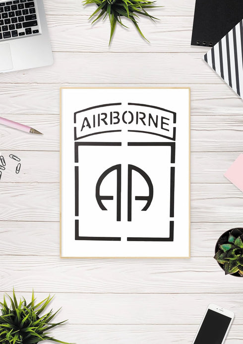 US 82nd Airborne Division Stencil, Reusable & Sturdy, 8.5" x 11", Custom Military Theme Art & Craft Template...