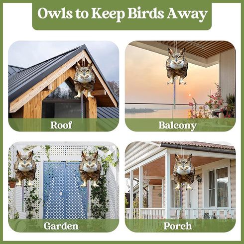 Bird Scare Devices Bird Scarers: Fake Owls to Keep Birds Away, Cardboard Owl Bird Control, Plastic Owls, Bird Reflector with Reflective Tape, 2PCS...