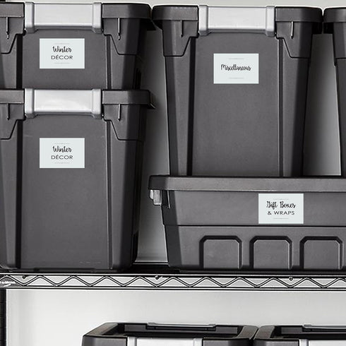 Waterproof Storage Stickers for Organizing Bins and Containers, Preprinted Home, Garage, Basement Organization Labels (20 Pack)...