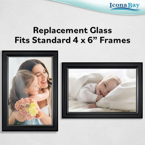 Icona Bay 4x6 Picture Frame Glass Replacement (4 x 6, 2 Pack) 4 by 6 Photo Frame Replacement Glass, 4x6 Inches Real Glass Cover...
