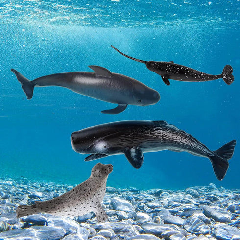 6PCS Plastic Whales Mini Ocean Animals Figurines Mini Whale Sea Animals Figures Realistic Miniature Sea Creatures Cake Topper Toy Set with Whales ...
