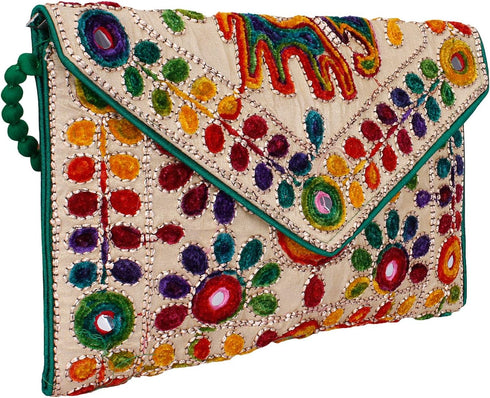 Rajasthani Jaipuri Art Sling Bag Foldover Clutch Purse Quality Checked...