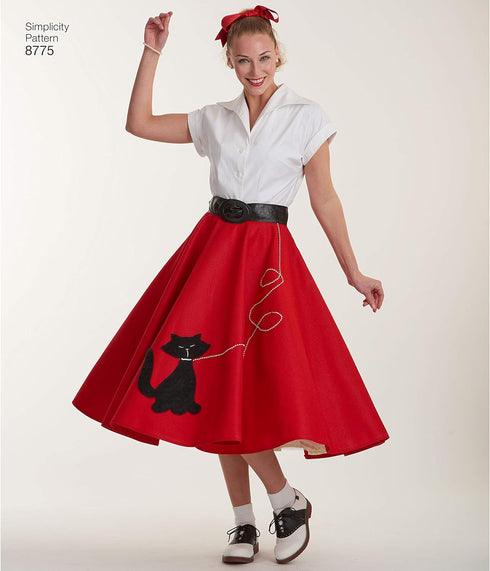 Simplicity 8775 Women's 1950's Vintage Rockabilly Poodle Skirt Sewing Pattern, Sizes 6-12...
