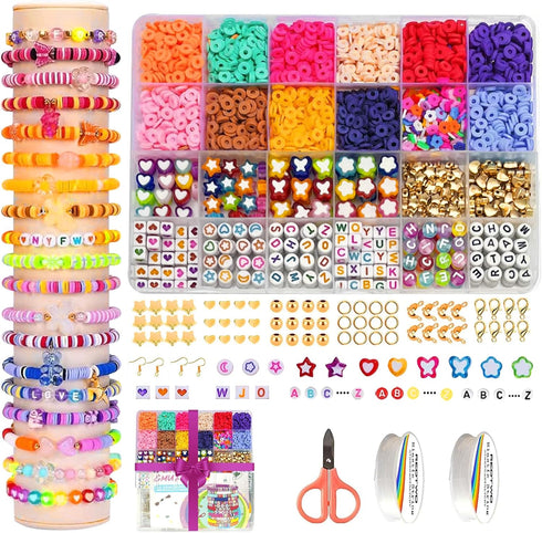 EMUFOOK Friendship Bracelet Kit with Clay Beads for Jewelry Making - Crafts Kit for Girls Ages 8-12...