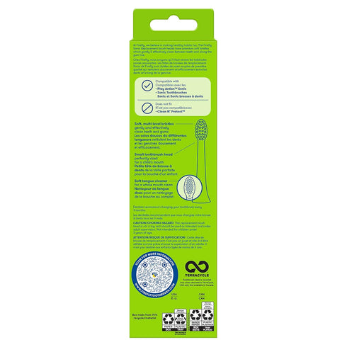 Firefly Sonic Replacement Brush Heads, Compatible with Play Action Sonic and Sonic Toothbrushes, for Ages 3+, Pack of 3, Small...