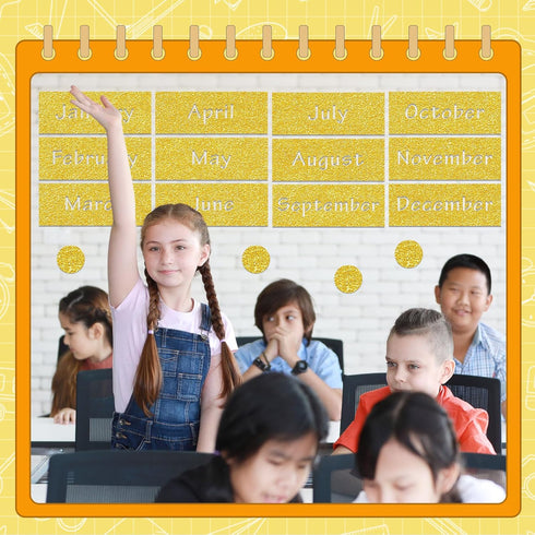 Zonon 48 Pieces Holiday Monthly Headliners Set 12 Months of The Year Headers Monthly Bulletin Board Borders Seasonal Monthly Headers with 36 Round...