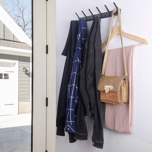 WEBI Coat Rack Wall Mounted,5 Coat Hooks for Hanging Coats,Heavy Duty Metal Double Hook Rack Hook Rail Coat Hanger Wall Mount for Clothes Entryway...
