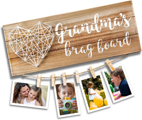 VILIGHT Grandma’s Brag Board - Gifts for Grandma from Granddaughter and Grandson - Nana Granny Picture Frame Photo Holder - 13.5x5.5 Inches...
