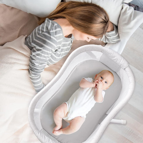 TILLYOU Baby Bassinet Sheets Cotton 2 Pack, 31.5"x18" Breathable Bassinet Mattress Protector, Soft Cradle Bassinet Crib Sheets, Gray...