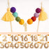 PapaKit Rainbow Pom Pom Birthday Cake Topper with Customizable Age Numbers, Premium Handmade Pre-Strung Party Decoration...