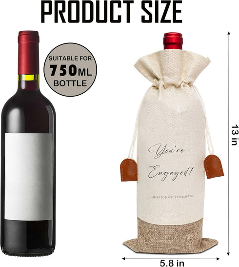 Wedding Wine Bag, Engagement Gifts for Couples, Cotton Linen Wine Gift Bag With Drawstring, Wine Champagne Bottle Gift Bag, Wedding Gift for Women...