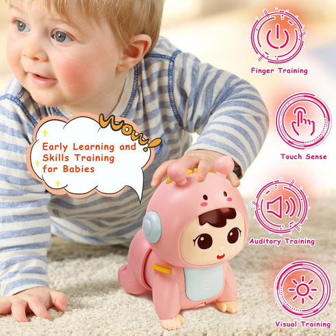 Crawling Baby Toys for 6-12 Months, Fun Tummy Time Toys for Toddler with Music and Light, Interactive Walking Moving SensoryToys for Infant Baby G...