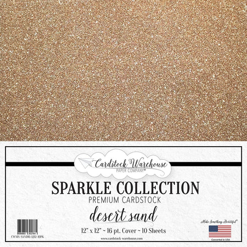 Cardstock Warehouse Sparkle Desert Sand Glitter - 12 x 12" - 16 Pt. / 280 Gsm Premium Cardstock Paper - 10 Sheets...