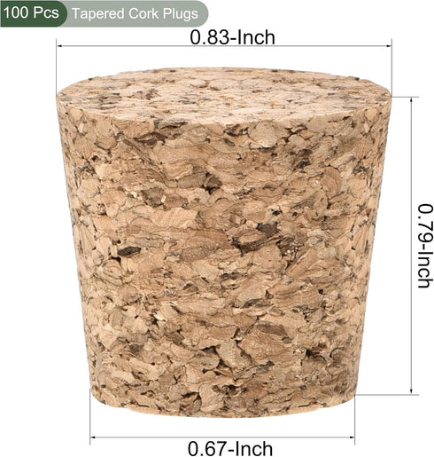 YOKIVE 100 Pcs Tapered Cork Plugs, Wooden Wine Bottle Stoppers, Replacement for Jars Test Tubes (21x17x20mm)...