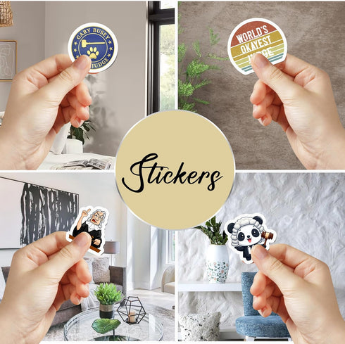 Pack 50 PCS Court Judge Sticker Waterproof Vinyl Decals Birthday Gifts for Men Women Adults Law Authority Graphics Scales of Justice Items Decorat...