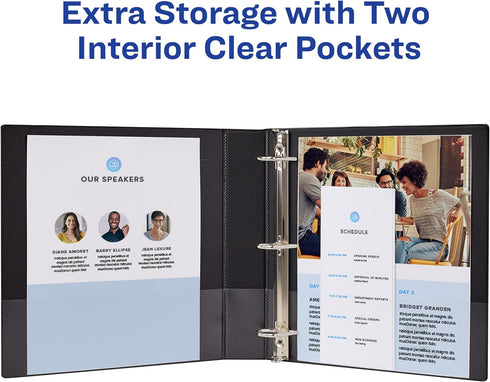 Avery Economy Showcase View 3 Ring Binder, 1-1/2 Inch Slant Rings, 1 White Binder (19651)...