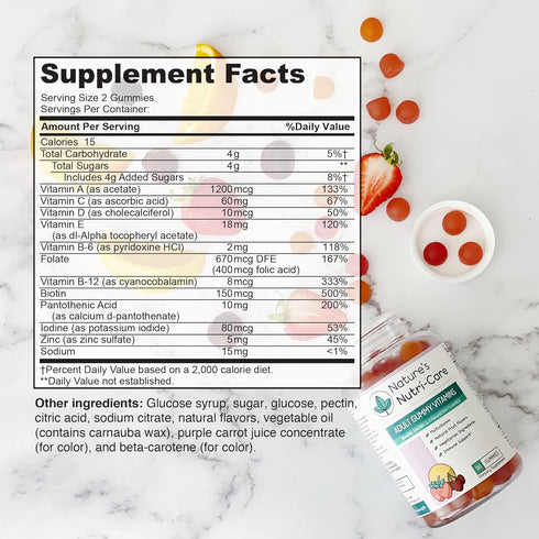 Nature's Nutri-Care Gummy Vitamins - Multivitamins for Women, Mens Multivitamin Gummies, Chewable Vitamin for Adults, Women’s & Men’s Multi Supple...