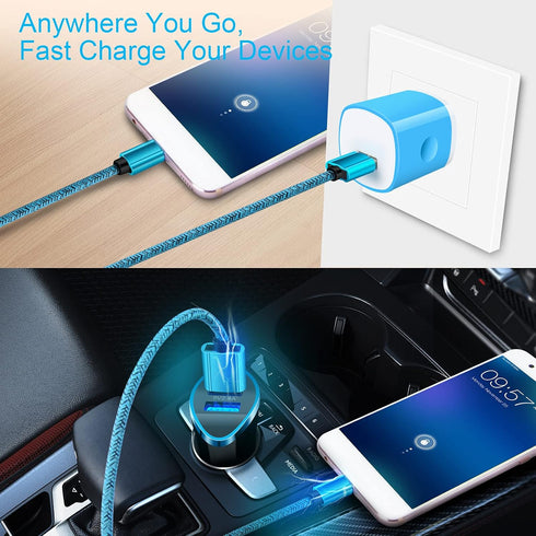 USB Fast Charger Kit for Google Pixel 8a/8/8pro/7/7a/6pro/6a/5/4a/3/3a/3XL/2, Wall Charger Plug+Car Phone Charger+2X Nylon-Braided USB A to USB C ...