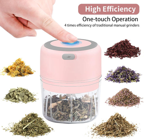Electric Herb Grinder - 3.5 Inch Large Grinders for Grinding Dry Fresh Herbs and Spice with Clear Chamber, Portable USB Charge Herb Grinder, Inclu...
