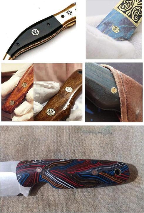 Mosaic Pivot Pins for Knife Handle, Blank Pocket Knives Scales Grips Shaft, EDC Hunting Folding Knives Fastener, 9.5cm (B8mm)...