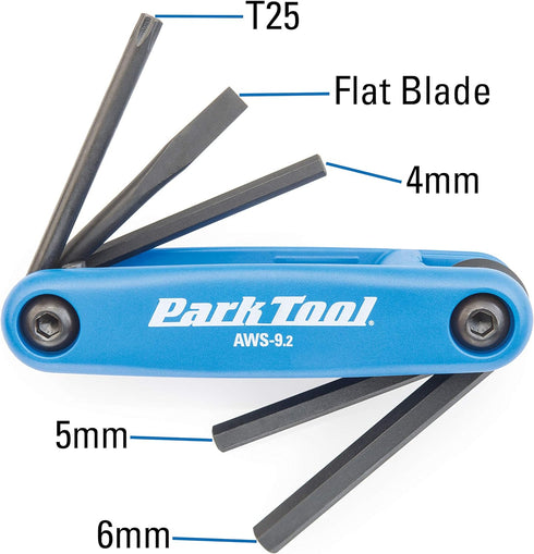 Park Tool AWS-9.2 Fold-Up Hex Wrench and Screwdriver Set Tool,Blue...