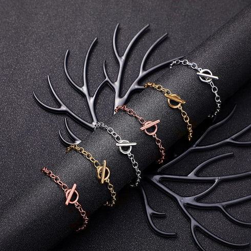 Hicarer 24 Pieces Bracelet Chains Bulk with OT Toggle Clasp Alloy Link Chains DIY Jewelry Making Bracelets for Women DIY Jewelry Crafts Supplies(G...