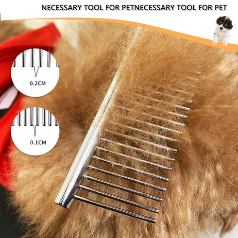 Pet Grooming Combs with Rounded Tips, Stainless Steel Bristles, Easy Detangling Tool for Long & Short Haired Dogs, Cats, and Other Furry Friends, ...
