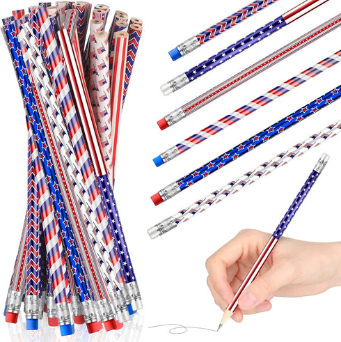 American Flag Pencils Wooden Patriotic Pencils for 4th of July USA Independence Day Parades Party Favors School Office Supplies (72 Pieces)...