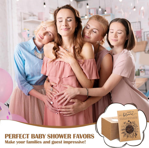 Fumete Baby Shower Party Favor Baby in Bloom Packet Kraft Bags with Window Envelopes Resealable Organizer Storage Bag for Gender Reveal Party...