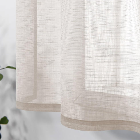 Short Curtains 36 inch Length for Small Bedroom Window 2 Panels Rod Pocket Farmhouse Semi Sheer Faux Linen Tier Cafe Privacy Curtain for Camper Ba...