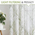 FMFUNCTEX Linen Semi Sheer Curtains for Bedroom, Sage Green White Curtains 54 Inches Long for Living Room, Grey Tree Branch Print Curtain Light Fi...