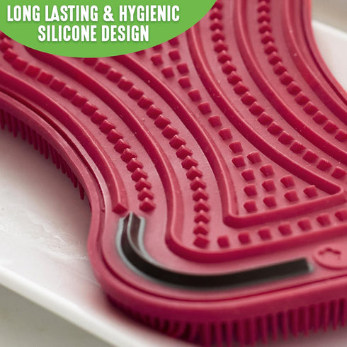 GreenLife Reusable Multipurpose Silicone 2 Pack Sponge and Scrubber, Hygienic and Odor Resistant Dish Washing, Scratch Free Cleaning, Dishwasher a...