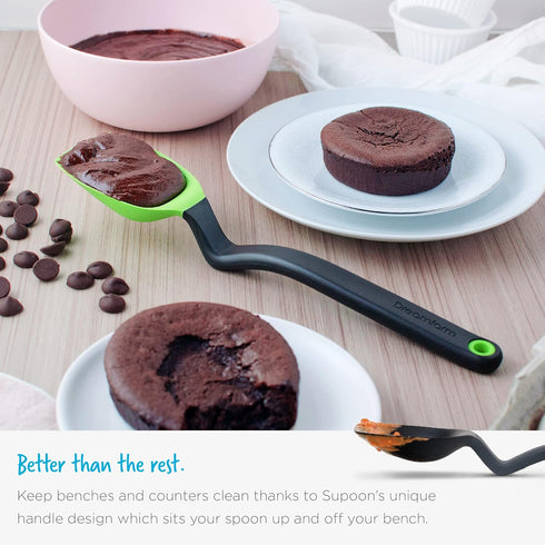 Dreamfarm Supoon Non-Stick Sit-Up Silicone Scraping, Serving, Cooking Spoon Measures 5ml Tsp & 15ml Tbsp - 11" Classic Blue...