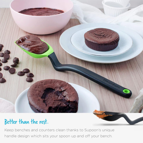 Dreamfarm Supoon Non-Stick Sit-Up Silicone Scraping, Serving, Cooking Spoon Measures 5ml Tsp & 15ml Tbsp - 11" Green...
