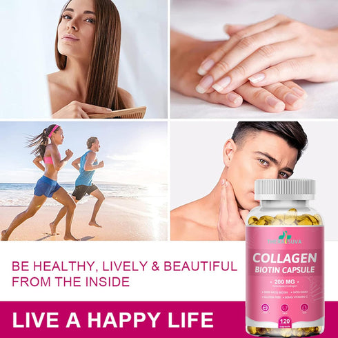 Multi Collagen Complex 200MG + Biotin 3000MCG + Vitamin C 50MG Per Serving! Promotes Healthy Hair, Beautiful Skin, and Nail Support! 120 Capsules,...