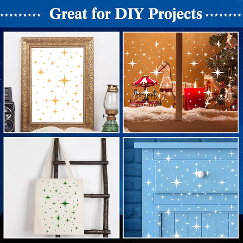 4 Pack Star Stencil 4 Sizes Star Shaped Painting Template Reusable Plastic Twinkle Starburst Painting Stencils for Wall Wood Canvas Fabric, Use fo...