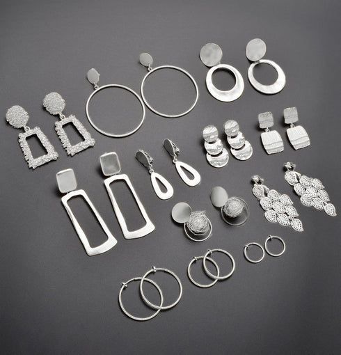 Tornito 12 Pairs Clip on Hoop Earrings for Women Geometric Round Twist Chunky Hoop Earrings No Piercing Fake Earrings Gold Silver Tone...